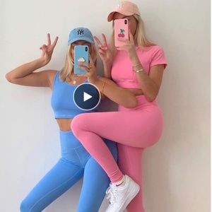 NWT 2 pieces set match pink leggings top